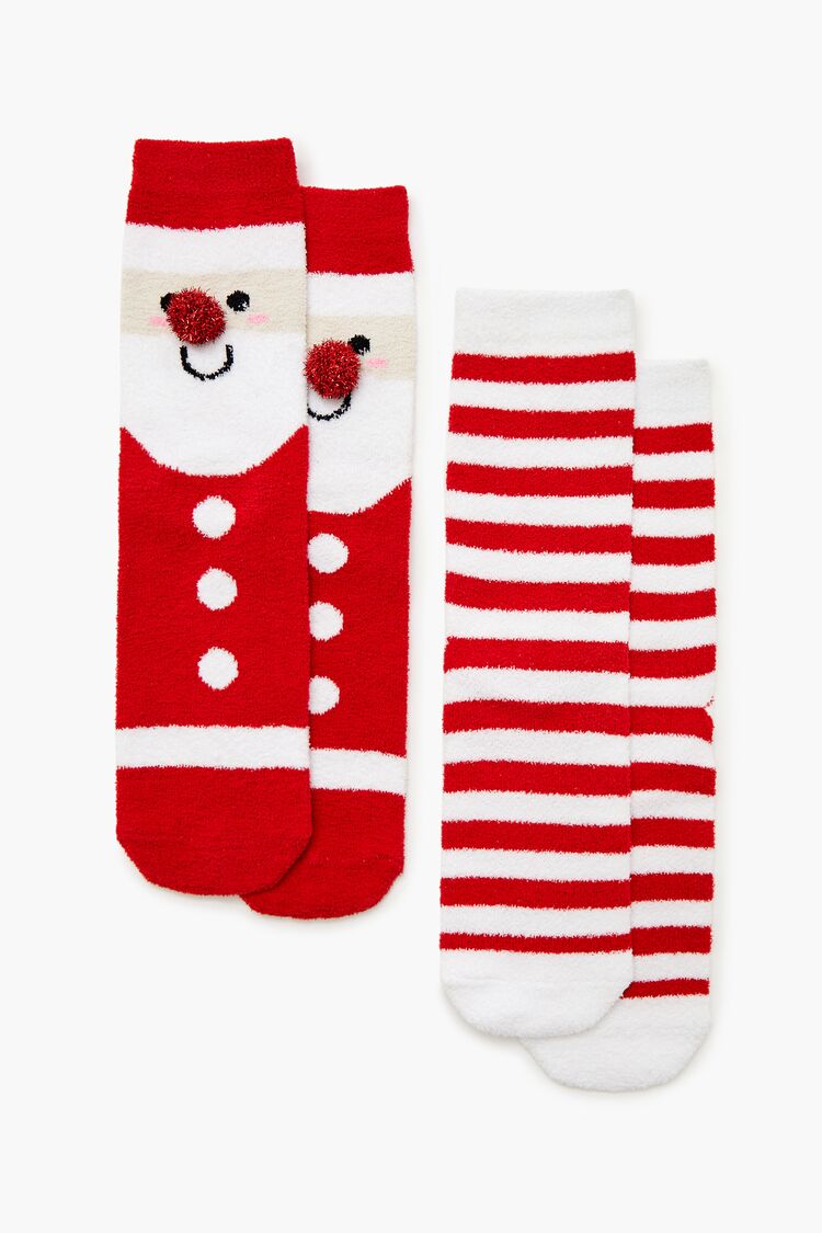 Santa Pom Pom Crew Socks Set - 2 pack - Forever 21
