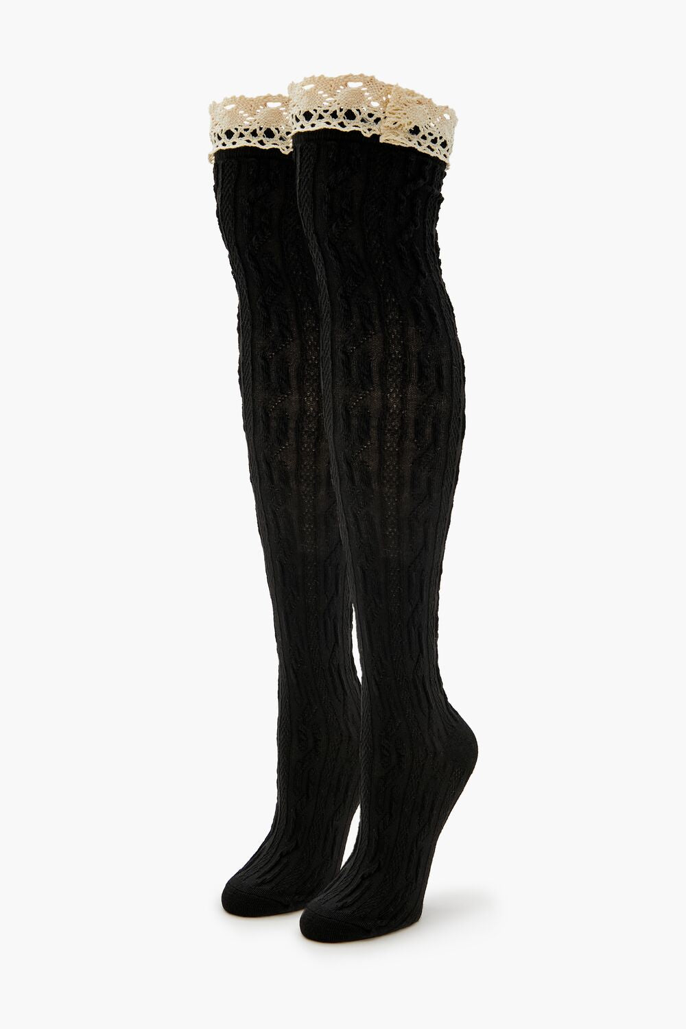 Crochet Lace Thigh-High Socks - Forever 21