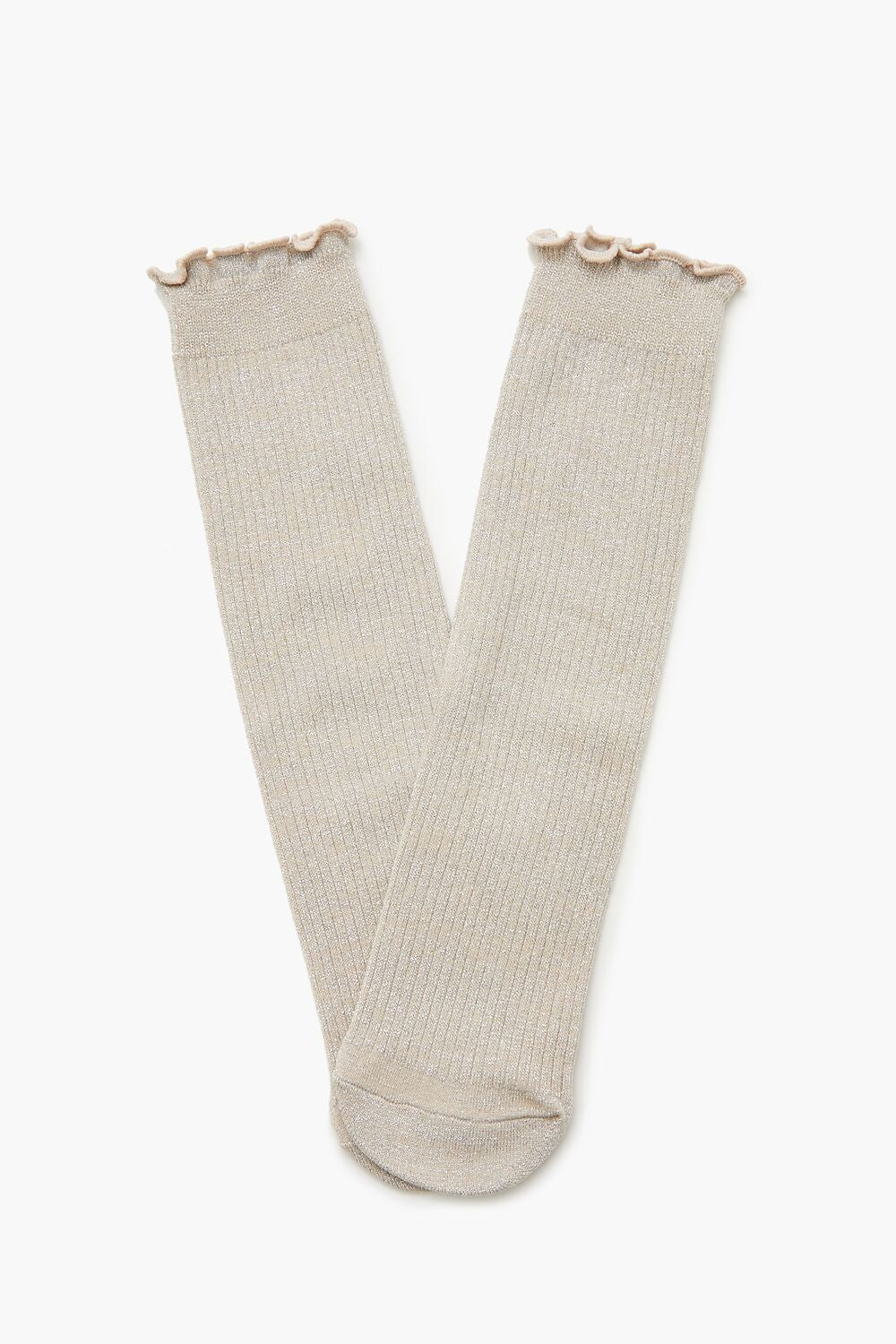 Ribbed Lettuce-Edge Crew Socks - Forever 21