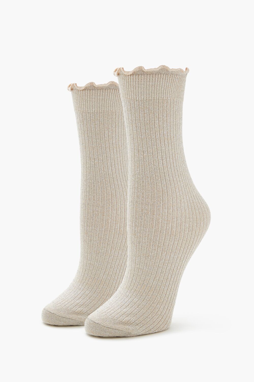 Ribbed Lettuce-Edge Crew Socks - Forever 21