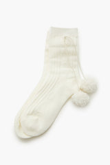 Pom Pom Ribbed Crew Socks - Forever 21