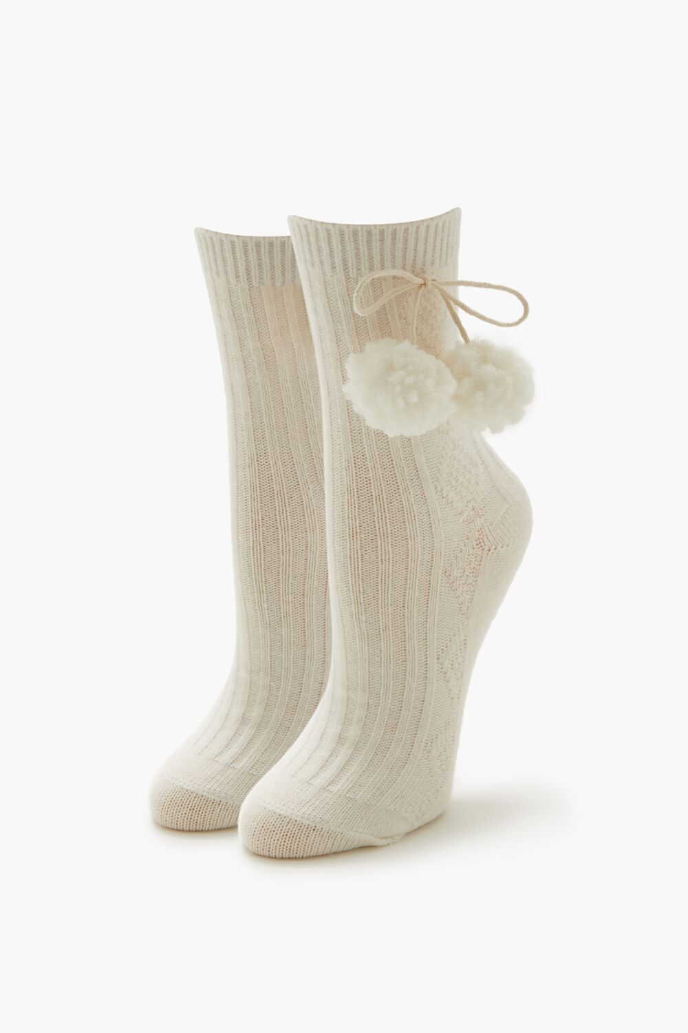 Pom Pom Ribbed Crew Socks - Forever 21