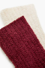 Fuzzy Ribbed Knit Crew Socks - 2 pack - Forever 21