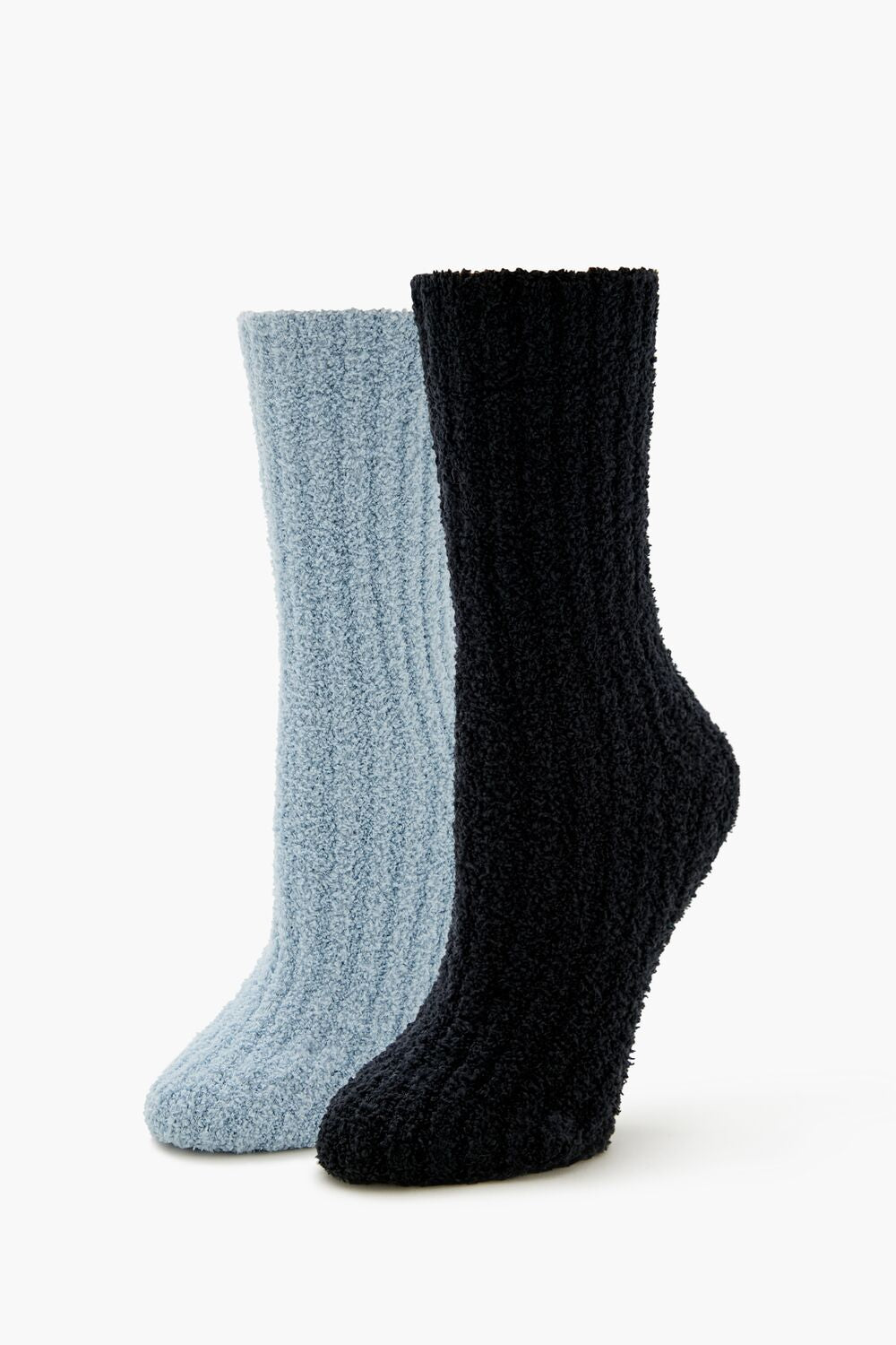 Fuzzy Ribbed Knit Crew Socks - 2 pack - Forever 21