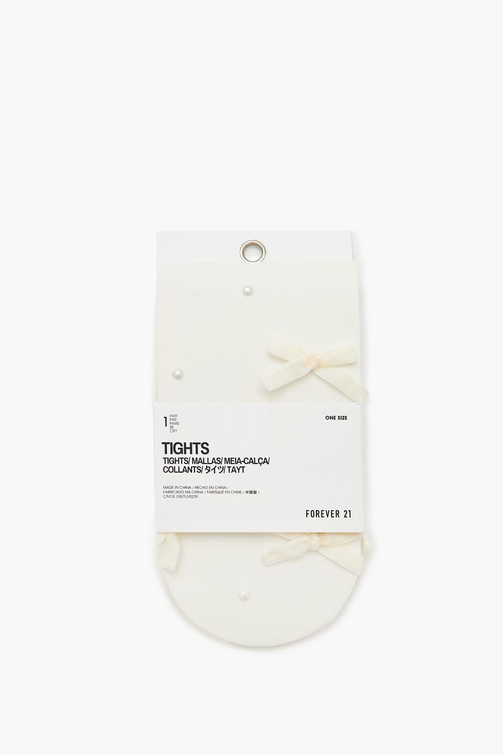 Bow & Faux Pearl Tights - Forever 21