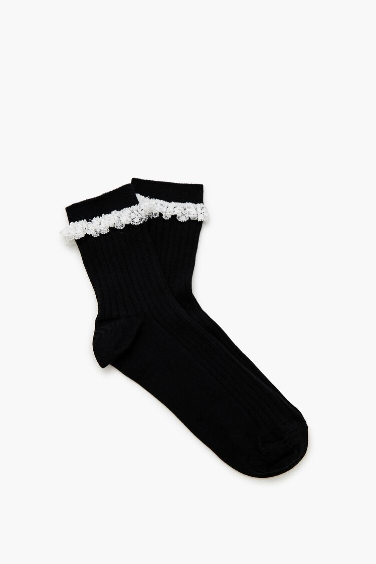 Lace-Trim Crew Socks - Forever 21