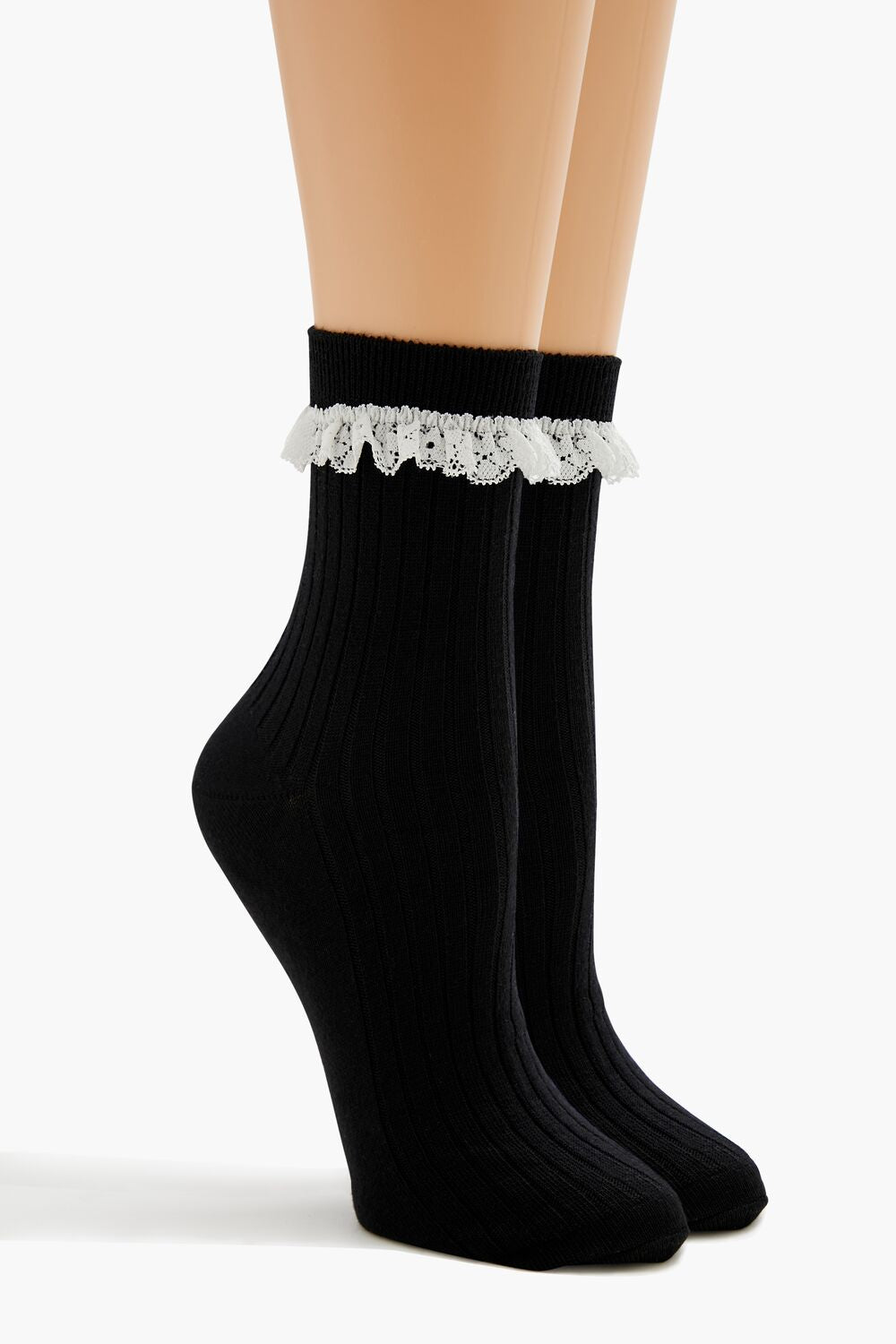 Lace-Trim Crew Socks - Forever 21