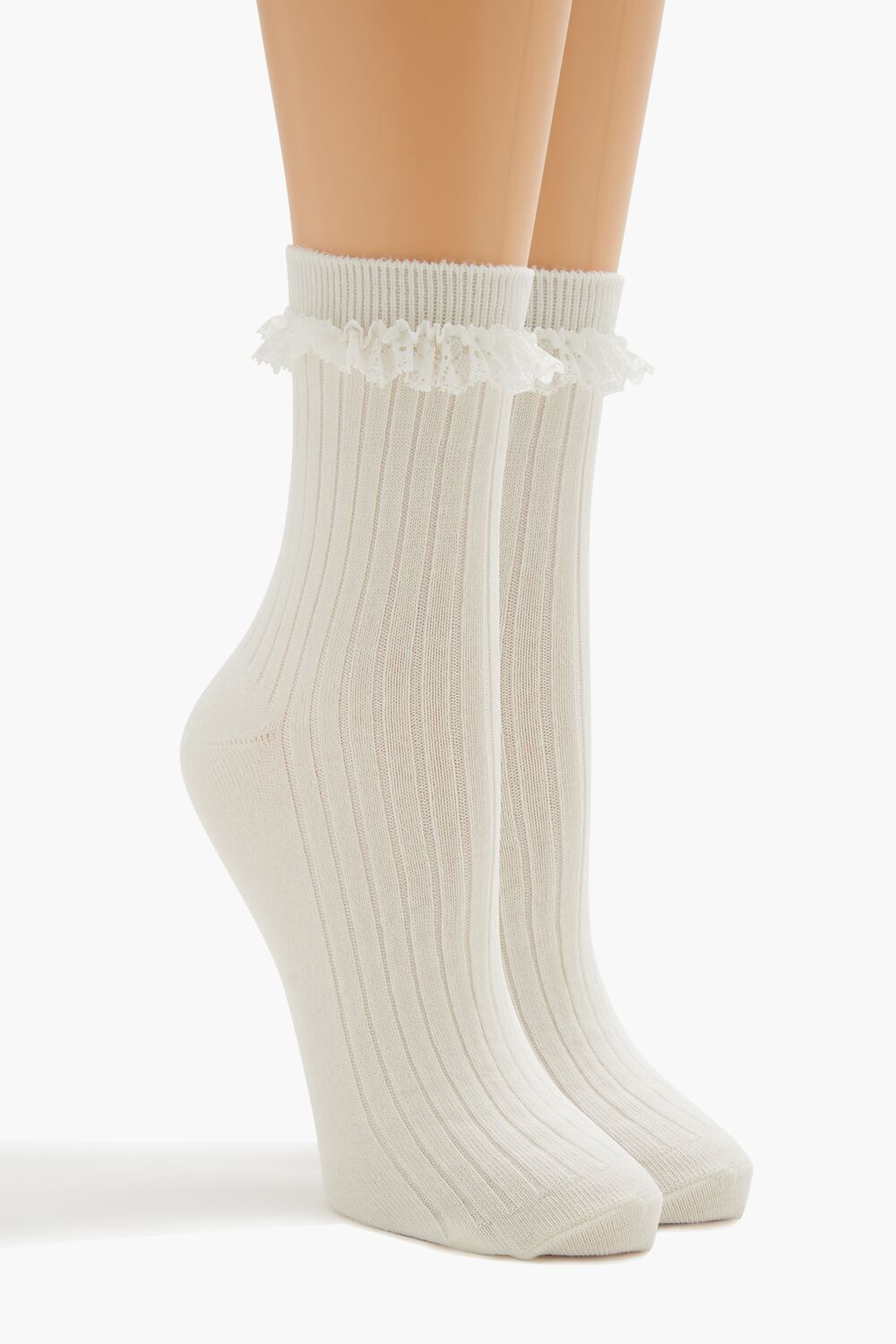 Lace-Trim Crew Socks - Forever 21