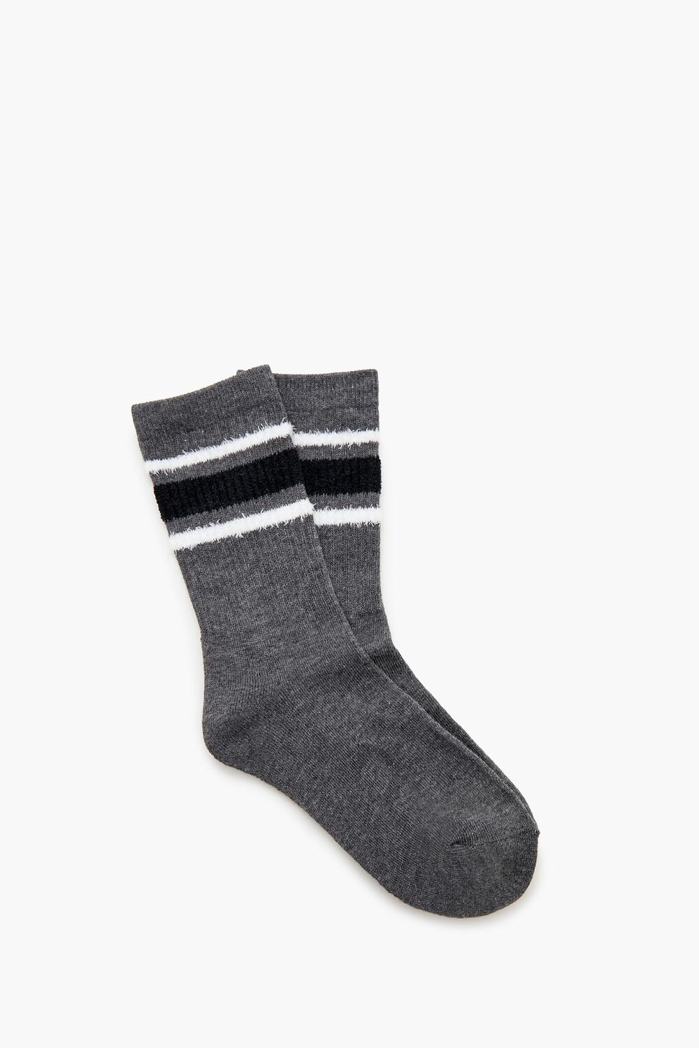 Striped-Trim Crew Socks - Forever 21