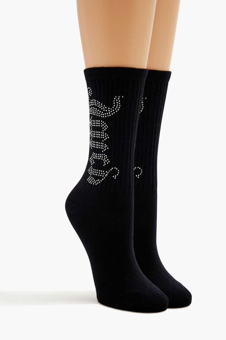 Juicy Couture Rhinestone Crew Socks - Forever 21