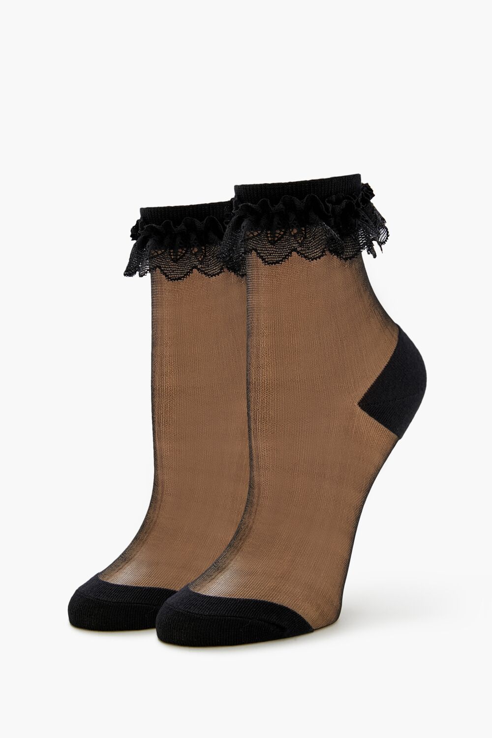 Lace-Trim Mesh Crew Socks - Forever 21