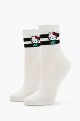 Hello Kitty Varsity-Striped Crew Socks - Forever 21