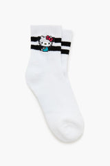 Hello Kitty Varsity-Striped Crew Socks - Forever 21