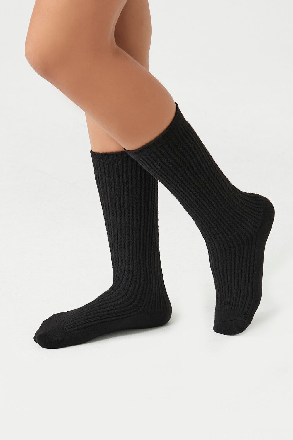 Pointelle Knit Crew Socks - Forever 21