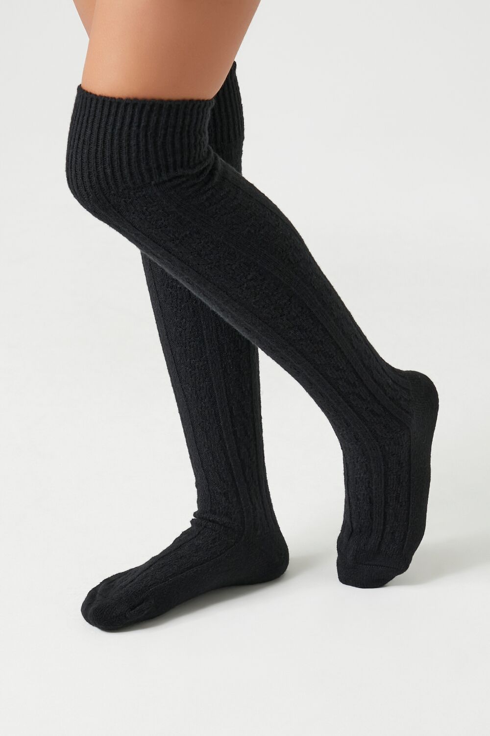 Cable Knit Knee-High Socks - Forever 21