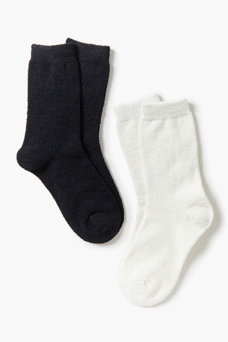 Fuzzy Knit Crew Socks Set - 2 pack - Forever 21