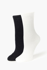 Fuzzy Knit Crew Socks Set - 2 pack - Forever 21
