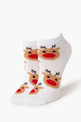 Reindeer Print Ankle Socks - Forever 21