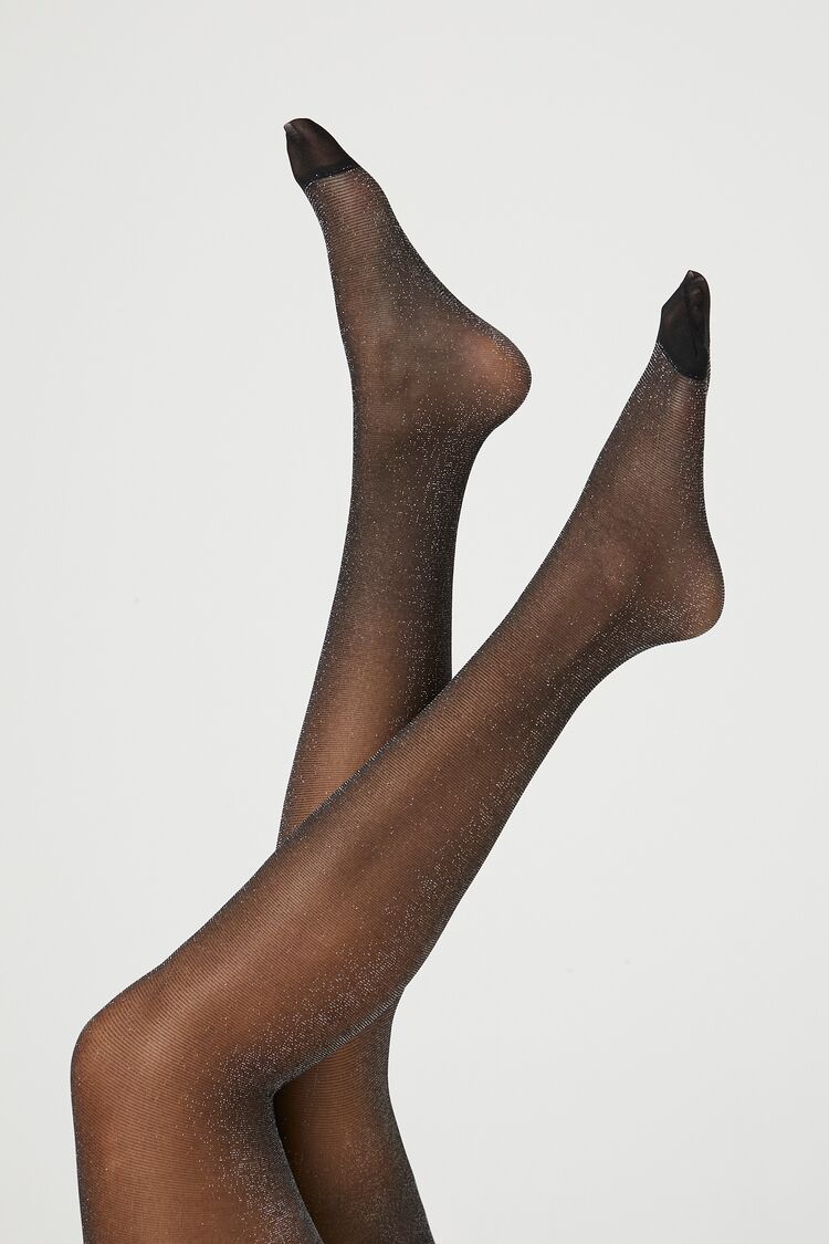 Sheer Glitter Knit Tights - Forever 21