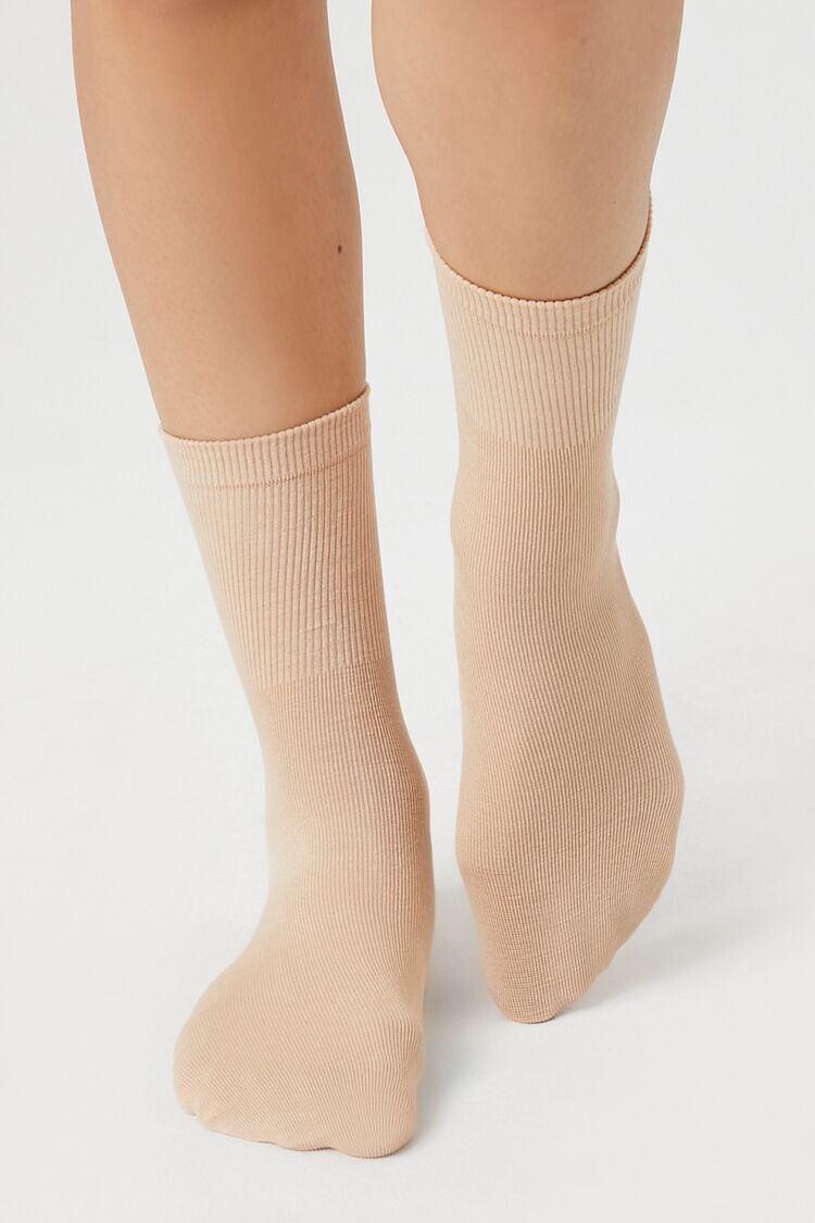 Ribbed-Trim Crew Socks - Forever 21