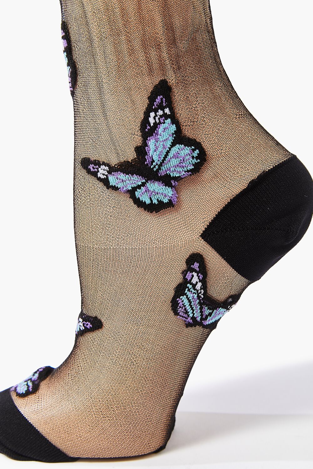 Butterfly Print Mesh Crew Socks - Forever 21