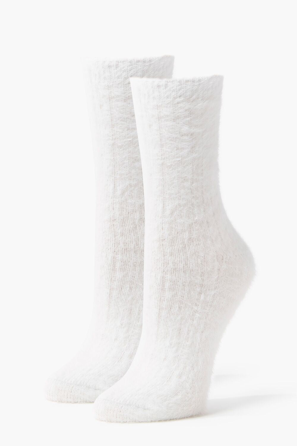 Fuzzy Knit Crew Socks - Forever 21